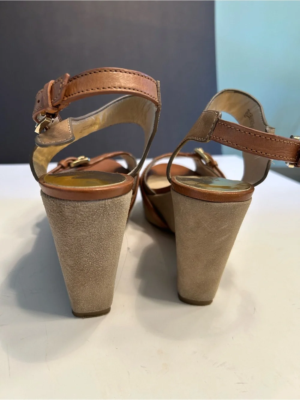 MICHAEL Michael Kors Brown Leather Block Heel Sandals